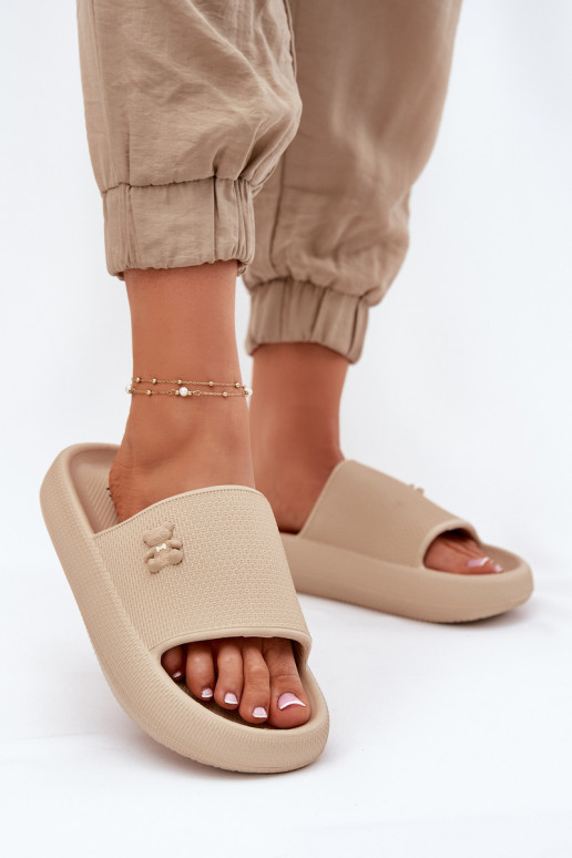  Moteriškos šlepetės su platforma  Vinceza 75210 smėlio spalvos