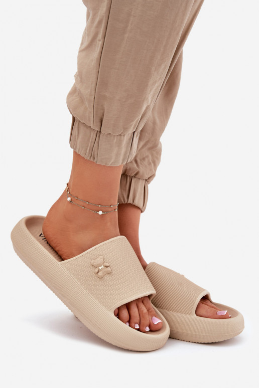  Moteriškos šlepetės su platforma  Vinceza 75210 smėlio spalvos