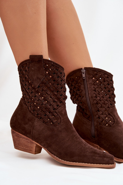 Ažūriniai aulinukai  su kulniukais Czekoladowe Ferissa