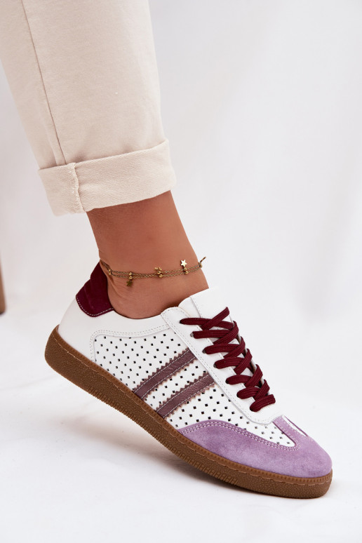   su aužūro elementais  modelio batai  Zazoo N1318 Baltos-Violetinės spalvos