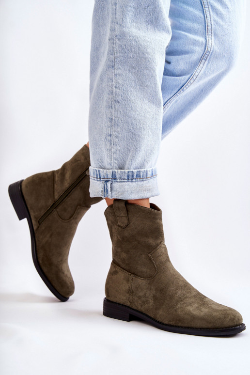 Zomšiniai moteriški aulinukai žalios spalvos Fiorenz