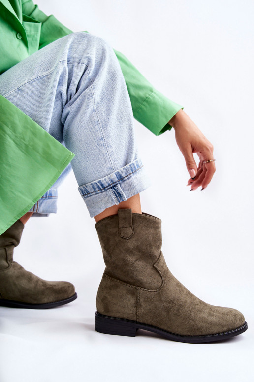 Zomšiniai moteriški aulinukai žalios spalvos Fiorenz