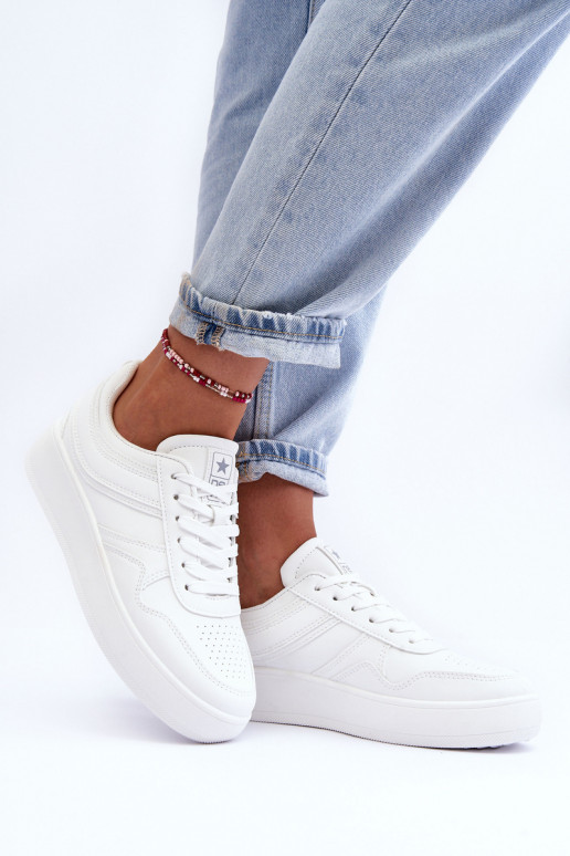 sportiniai bateliai  su platforma baltos spalvos Pudina