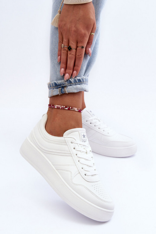 sportiniai bateliai  su platforma baltos spalvos Pudina