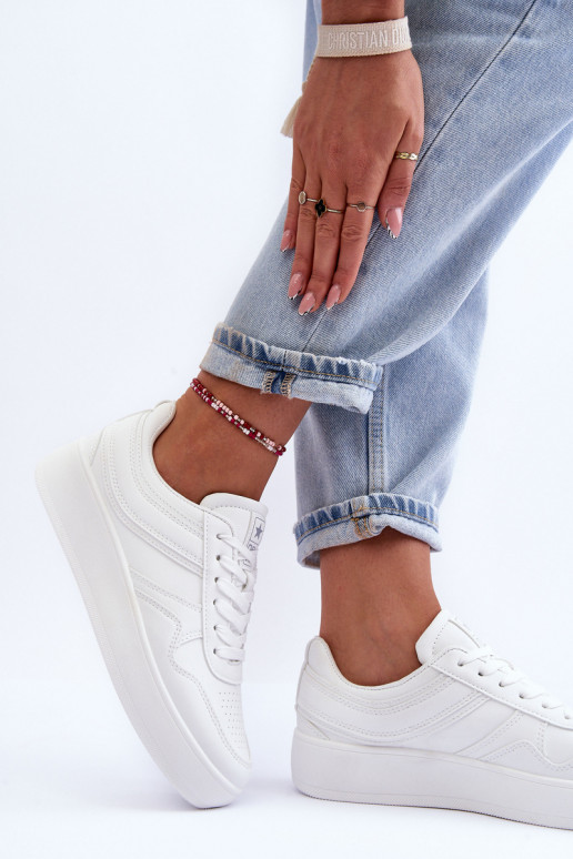 sportiniai bateliai  su platforma baltos spalvos Pudina