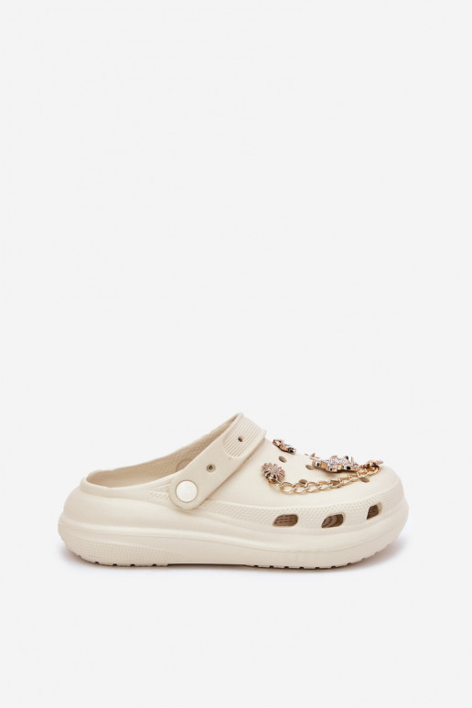  Moteriškos šlepetės Z Przypinkami smėlio spalvos Linaviela