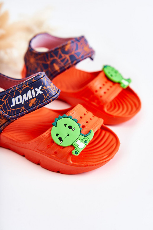   Vaikiškos basutės su lipniais užsegimais oranžinės spalvos Asti