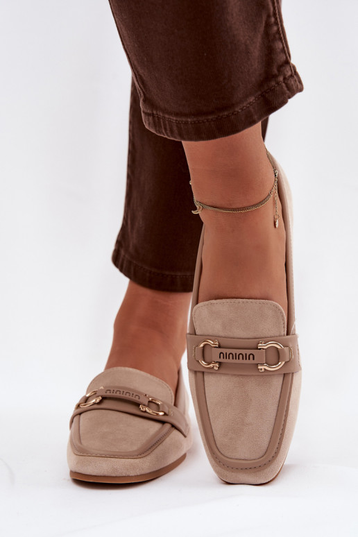 Moteriški smėlio spalvos mokasinai su puošniais elementais „Evelora"