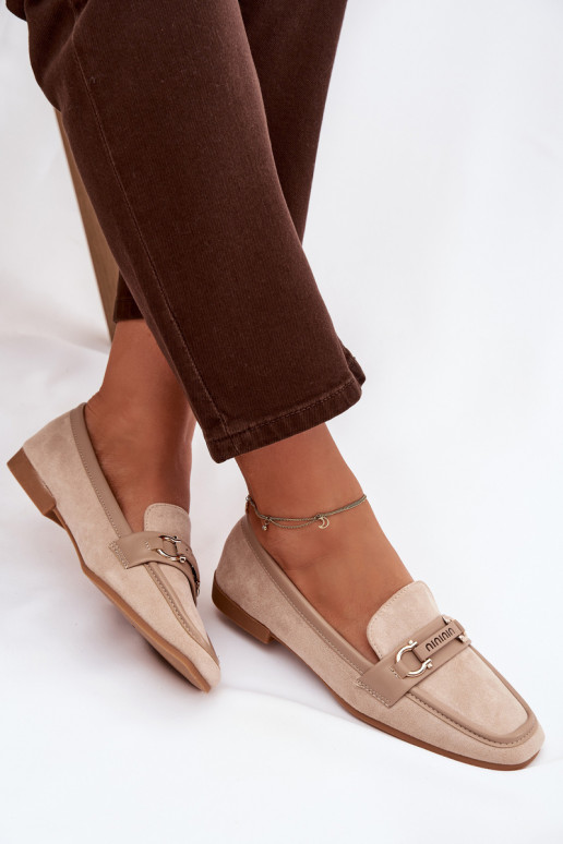 Moteriški smėlio spalvos mokasinai su puošniais elementais „Evelora"