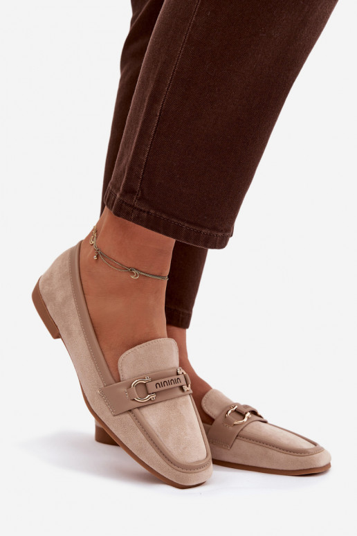 Moteriški smėlio spalvos mokasinai su puošniais elementais „Evelora"