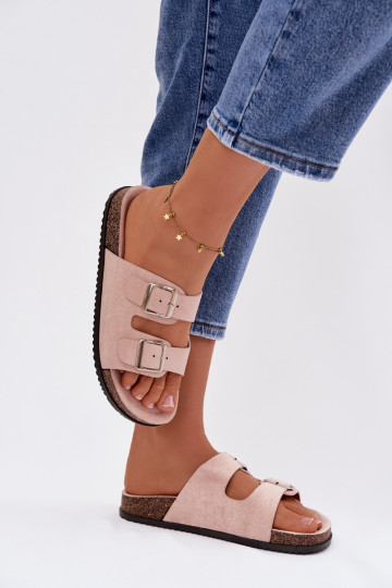 Moteriškos šviesiai rausvos šlepetės su sagtimis „Oliena"