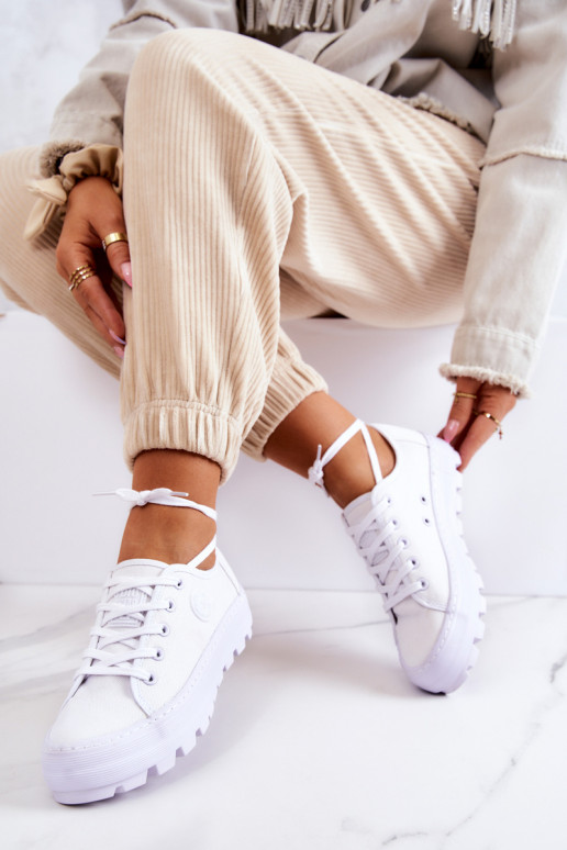 Moteriški batai su platforma BIG STAR JJ274488 baltos spalvos