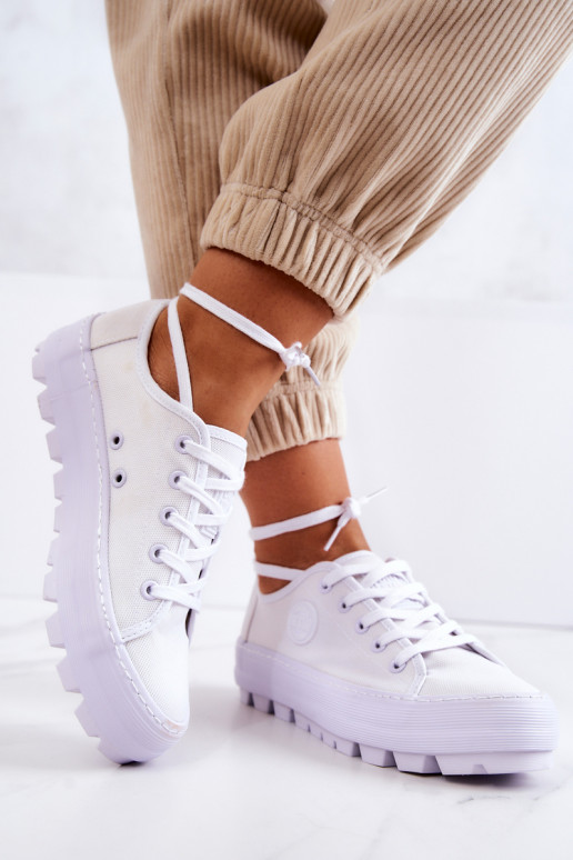 Moteriški batai su platforma BIG STAR JJ274488 baltos spalvos