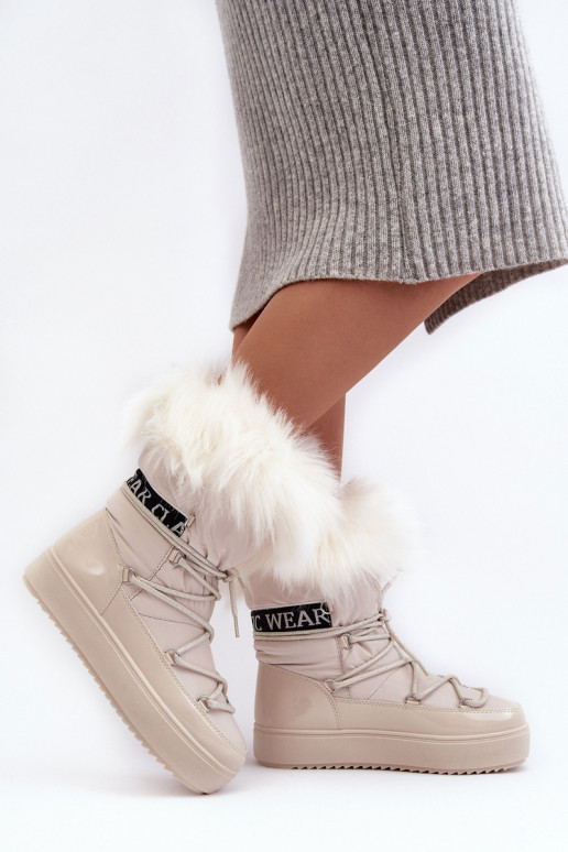  sniego batai su raišteliais dramblio kaulo spalvos Santero