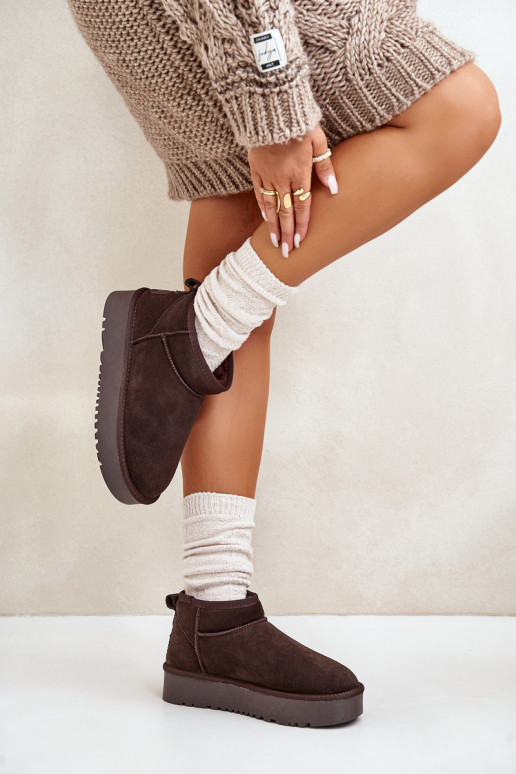   iš zomšos sniego batai su platforma rudos spalvos Nereviana