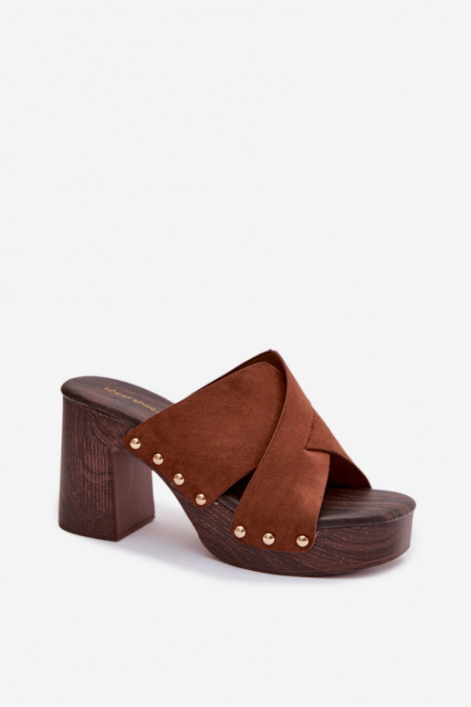 Moteriškos šlepetės su kulniukais Ze aukso spalvosmi  rudos spalvos Nerelle