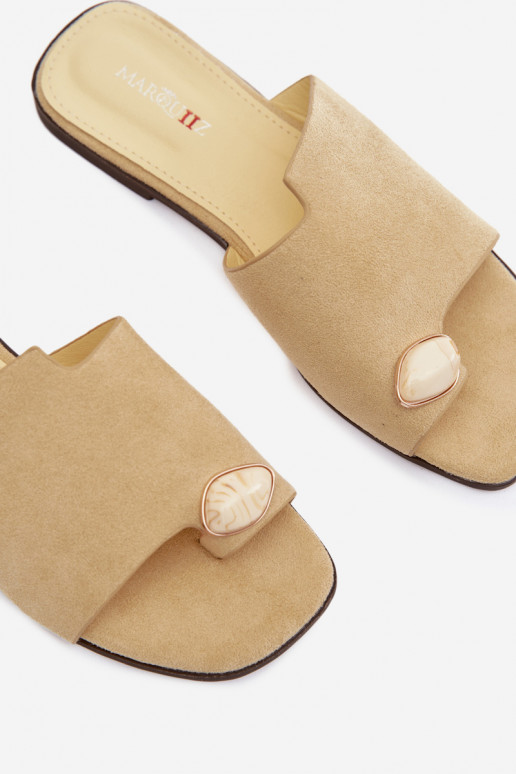 Šlepetės   Detalem iš eko zomšosowe geltonos spalvos Selavine