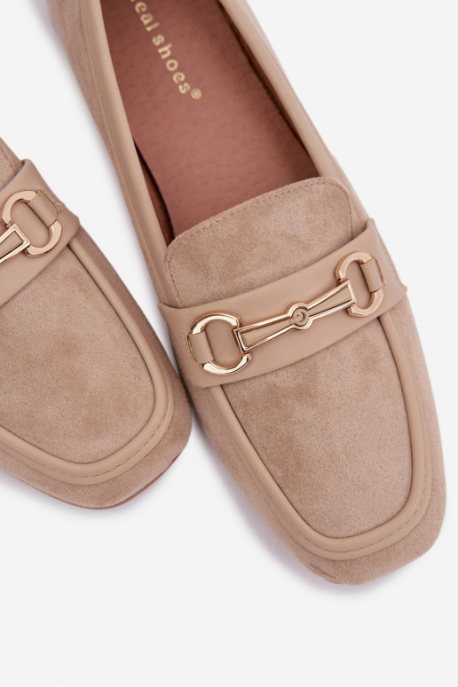 Mokasinai moteriški mokasinai su ornamentais smėlio spalvos Palerina