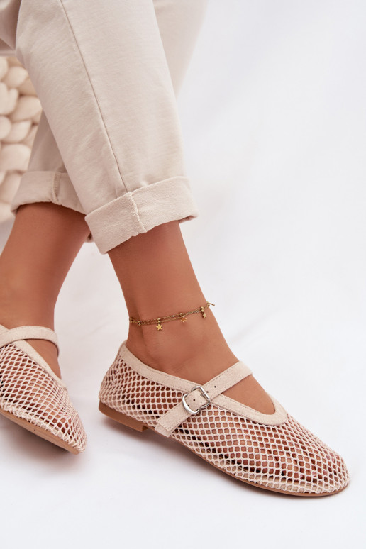  Balerinos su dirželiais dramblio kaulo spalvos Pherina