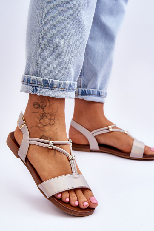 Lygiapadės basutės moterims S.Barski KV-541-120 aukso spalvos