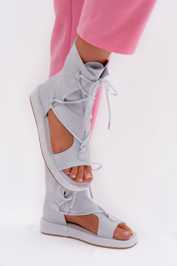 Moteriškos basutės iš eko zomšosowe su auliuku I Wiązaniem šviesiai mėlynos spalvos Ferlisse