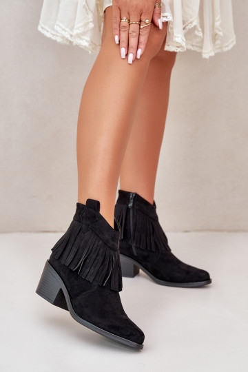 kaubojiško stiliaus aulinukai   iš eko zomšosowe Juodos spalvos S.Barski HY42-127