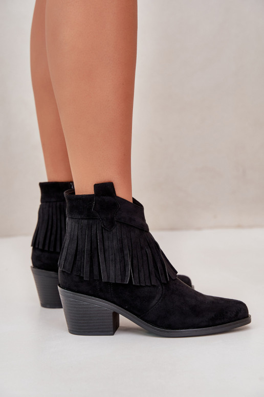 kaubojiško stiliaus aulinukai   iš eko zomšosowe Juodos spalvos S.Barski HY42-127