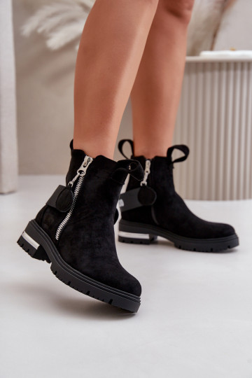 pašiltinti Moteriški aulinukai su užtrauktukais Juodos spalvos Calvaro