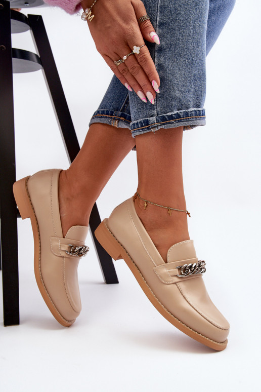  Eko   Mokasinai su grandinėlėmis smėlio spalvos Nohlies