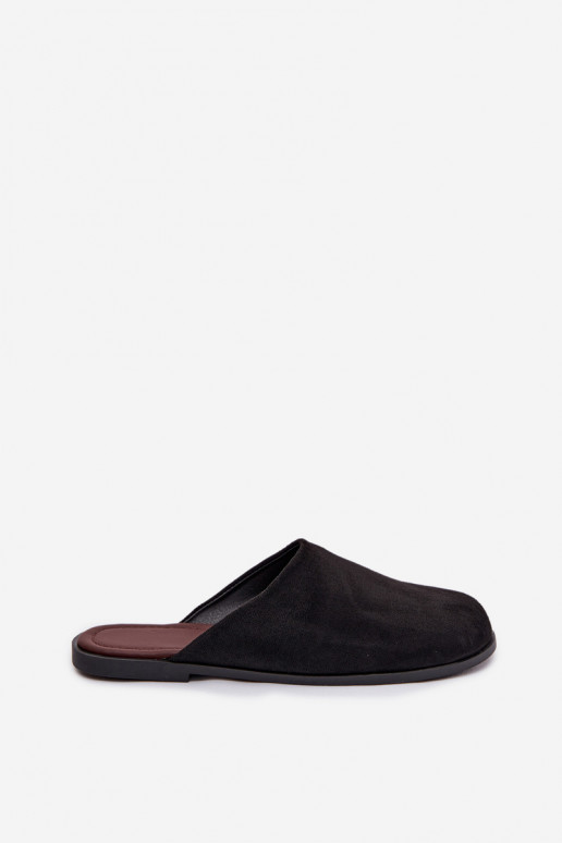 Šlepetės  Z iš eko zomšosu Juodos spalvos Veronelle