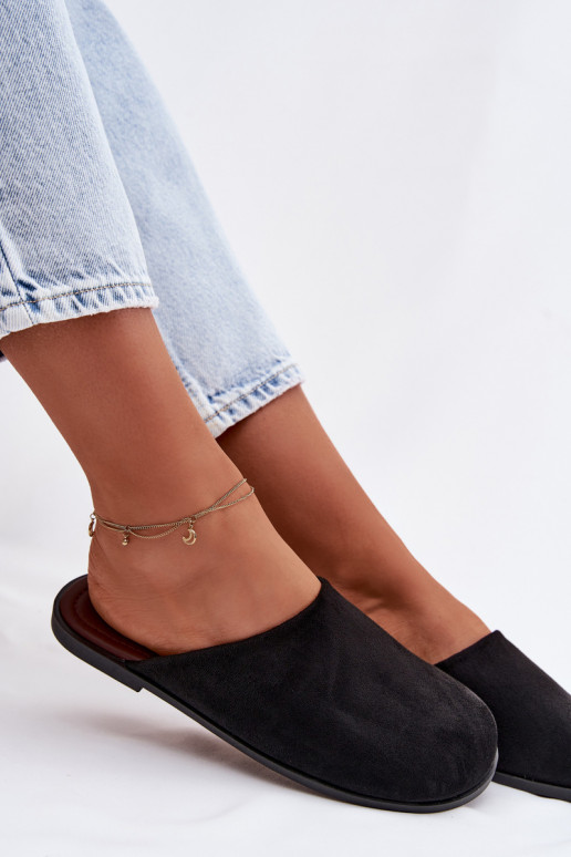 Šlepetės  Z iš eko zomšosu Juodos spalvos Veronelle