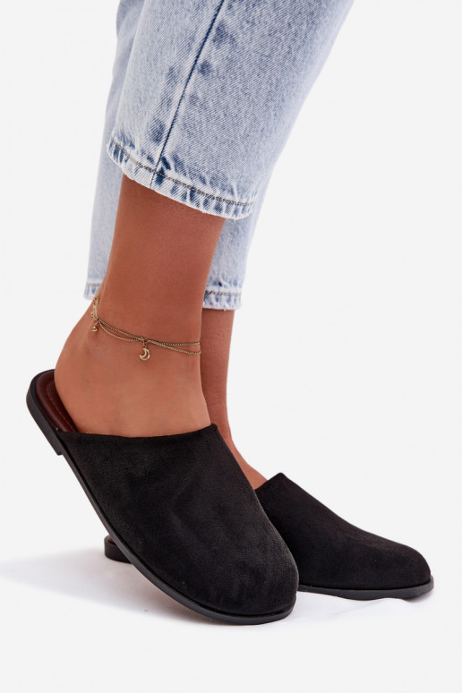 Šlepetės  Z iš eko zomšosu Juodos spalvos Veronelle