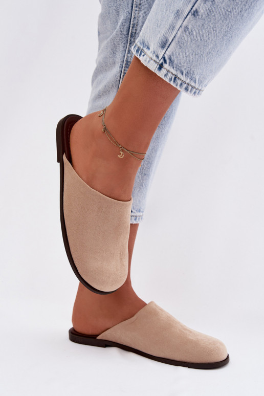 Šlepetės  Z iš eko zomšosu smėlio spalvos Veronelle