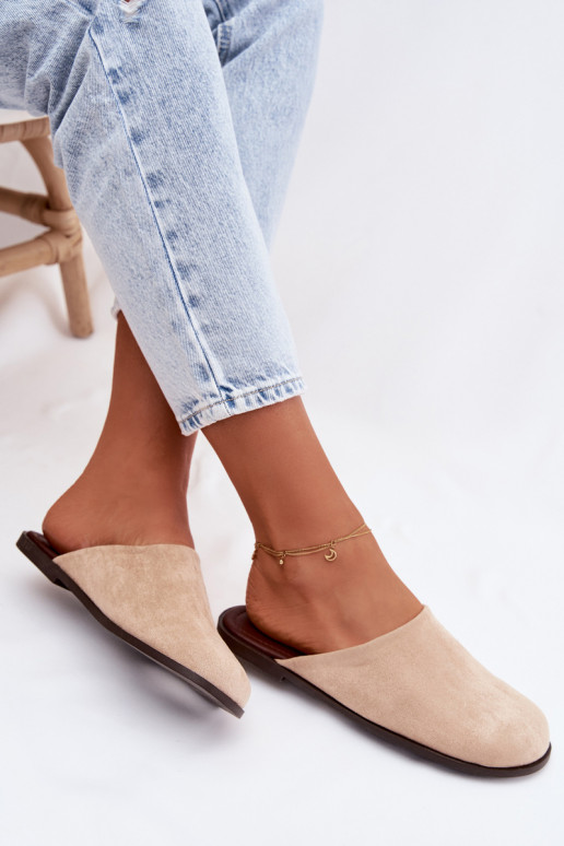 Šlepetės  Z iš eko zomšosu smėlio spalvos Veronelle