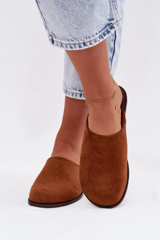 Šlepetės  Z iš eko zomšosu rudos spalvos Veronelle