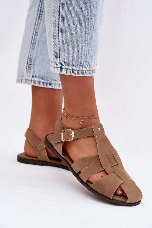 Moteriškos basutės Rzymianki lygiapadžiai chaki spalvos Belanessa