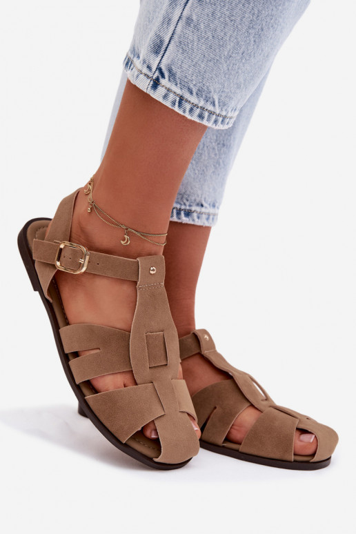 Moteriškos basutės Rzymianki lygiapadžiai chaki spalvos Belanessa