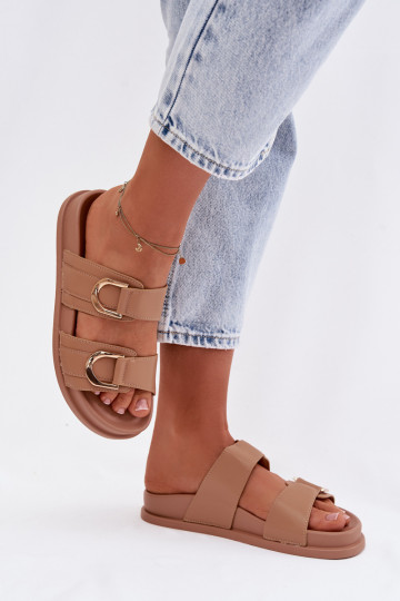 Eko Šlepetės  su juostelėmis smėlio spalvos Rosinessa