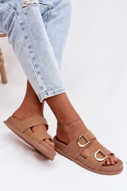 Eko Šlepetės  su juostelėmis smėlio spalvos Rosinessa