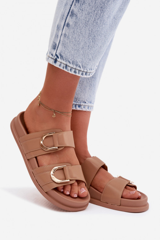 Eko Šlepetės  su juostelėmis smėlio spalvos Rosinessa