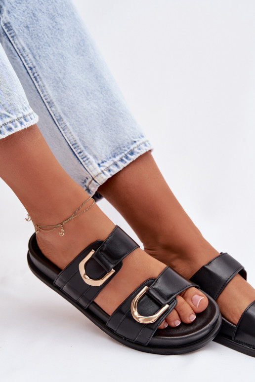 Eko Šlepetės  su juostelėmis Juodos spalvos Rosinessa