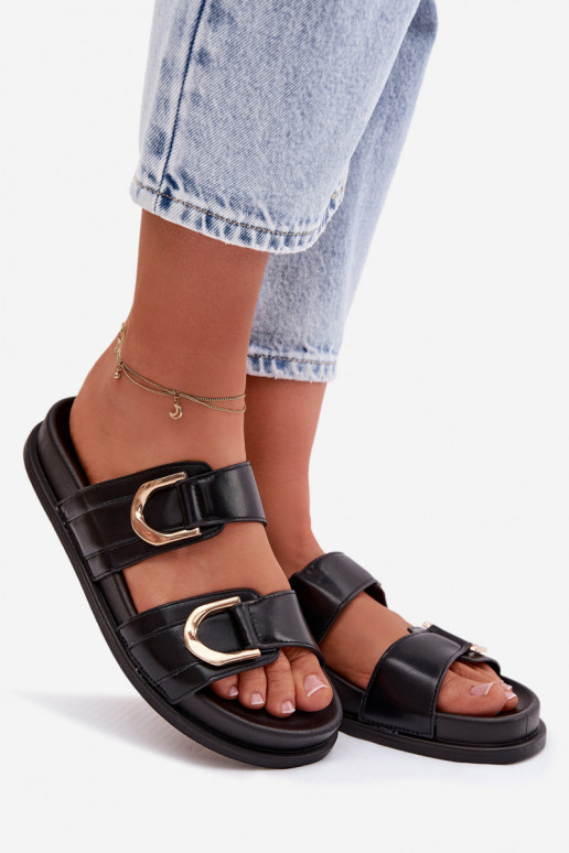 Eko Šlepetės  su juostelėmis Juodos spalvos Rosinessa