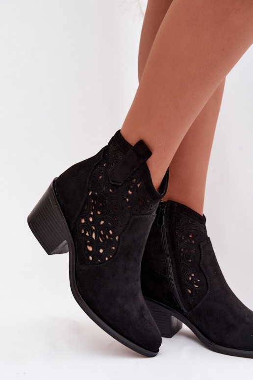 su aužūro elementais kaubojiško stiliaus aulinukai  su kulniukais S.Barski HY61-8012 Juodos spalvos