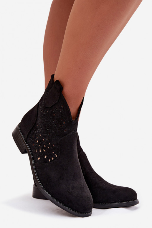 Ažūriniai aulinukai  su plačiais kulniukais S.Barski HY61-8026 Juodos spalvos