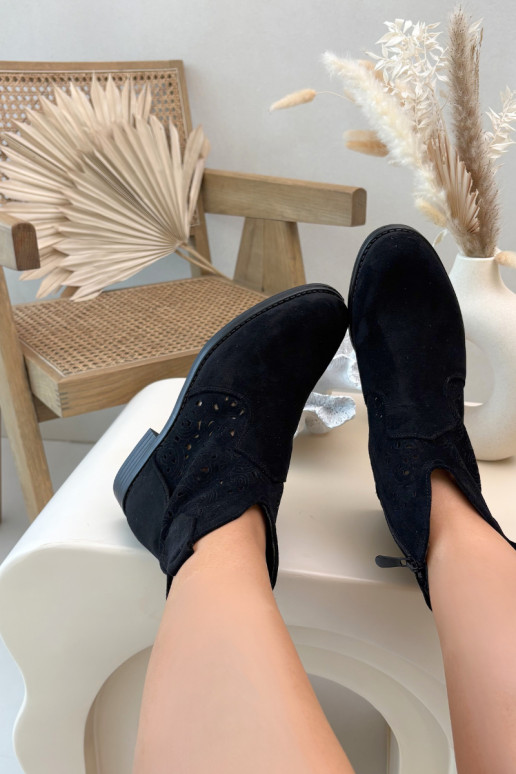 Ažūriniai aulinukai  su plačiais kulniukais S.Barski HY61-8026 Juodos spalvos