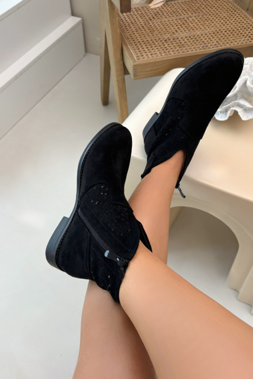 Ažūriniai aulinukai  su plačiais kulniukais S.Barski HY61-8026 Juodos spalvos