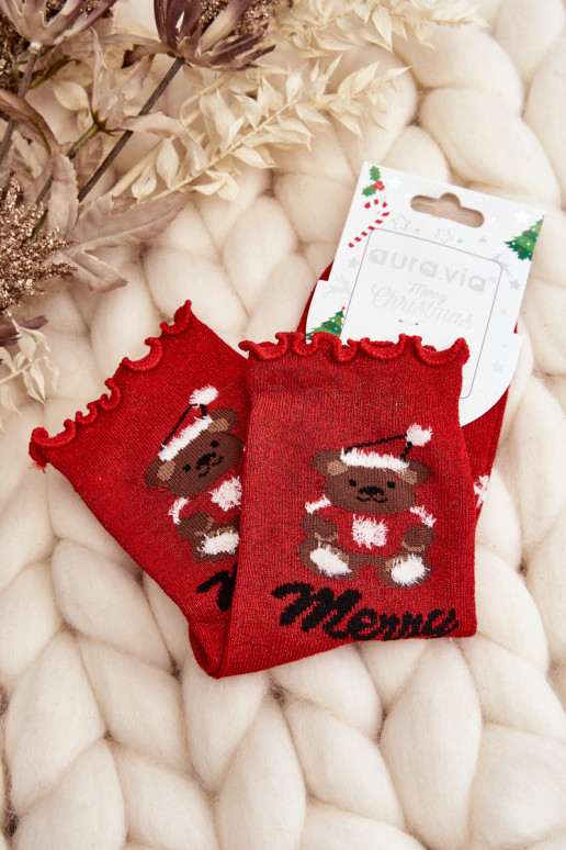  su blizgesiu Christmas Skarpety  raudonos spalvos