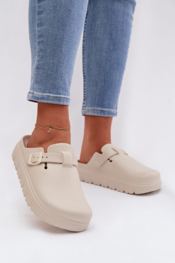  Moteriškos šlepetės su dirželiais I su sagtimis smėlio spalvos Larinie 2