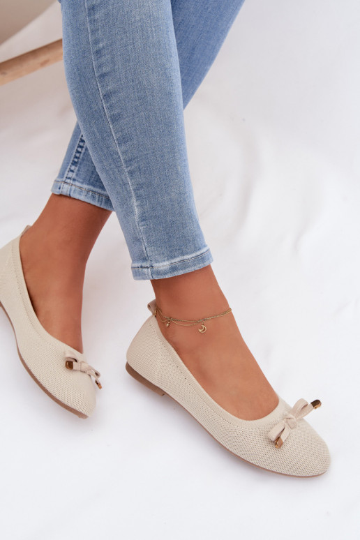 Balerinos su kaspinais smėlio spalvos Amelivra