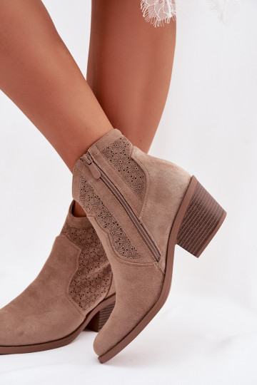 Ažūriniai aulinukai  su kulniukais S.Barski HY61-8013 smėlio spalvos 2